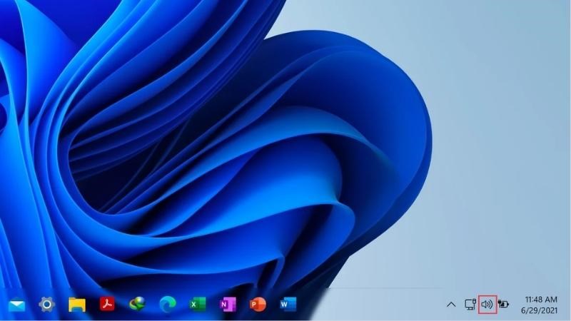 Kiểm tra mức volume loa ở thanh taskbar Kiểm tra mức volume loa ở thanh taskbar