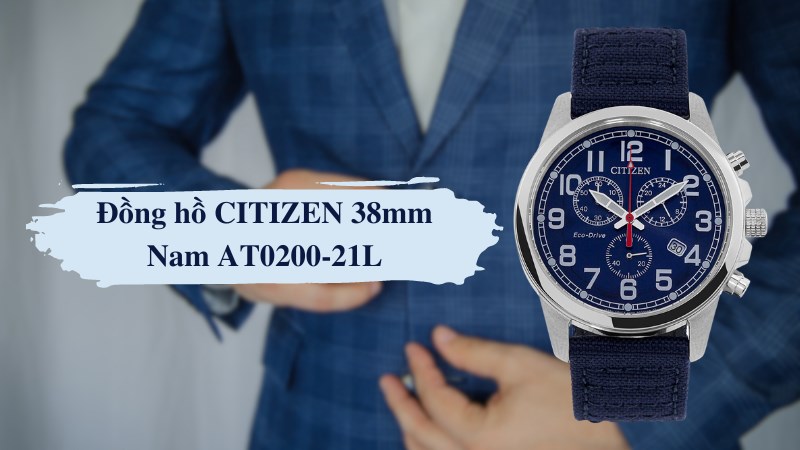 CITIZEN 38 mm Nam AT0200-21L sở hữu đường kính mặt 38 mm CITIZEN 38 mm Nam AT0200-21L sở hữu đường kính mặt 38 mm