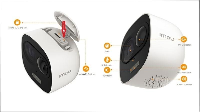 Nút Reset của IMOU LOOC nằm ở mặt trên camera cạnh khe cắm thẻ SD Nút Reset của IMOU LOOC nằm ở mặt trên camera cạnh khe cắm thẻ SD