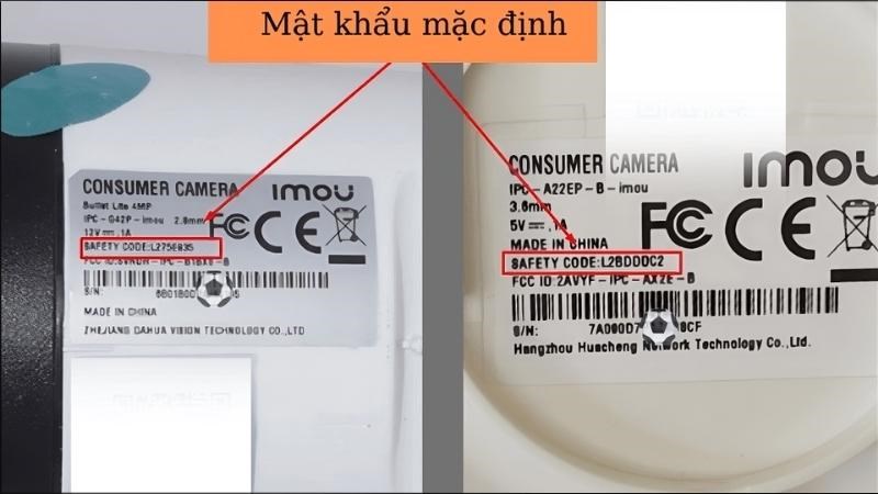 Tìm mã an toàn (Safety Code) được dán trên mặt sau hoặc dưới đáy camera Tìm mã an toàn (Safety Code) được dán trên mặt sau hoặc dưới đáy camera
