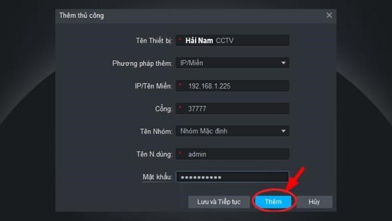 Phương pháp thêm thiết bị bằng IP/Tên miền