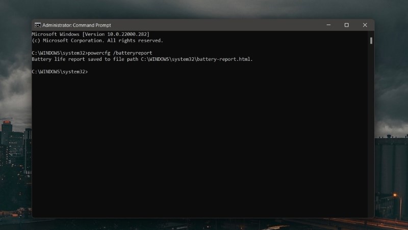 Ở cửa sổ Command Prompt, nhập dòng lệnh powercfg /batteryreport 