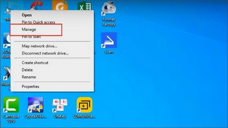 Nhấp chuột phải vào This PC > Chọn Manage Nhấp chuột phải vào This PC > Chọn Manage