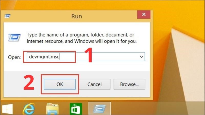 Nhấn tổ hợp phím Windows + R > Nhập dòng lệnh devmgmt.msc > Chọn OK Nhấn tổ hợp phím Windows + R > Nhập dòng lệnh devmgmt.msc > Chọn OK