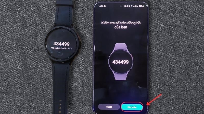 Kiểm tra 2 mã số hiển thị trên đồng hồ và điện thoại giống nhau > Chọn Xác nhận Kiểm tra 2 mã số hiển thị trên đồng hồ và điện thoại giống nhau > Chọn Xác nhận