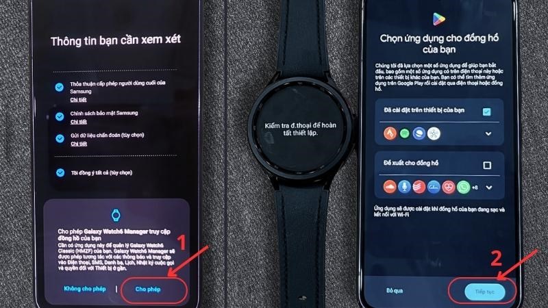 Chọn Cho phép Galaxy Watch6 Manager truy cập vào đồng hồ của bạn Chọn Cho phép Galaxy Watch6 Manager truy cập vào đồng hồ của bạn