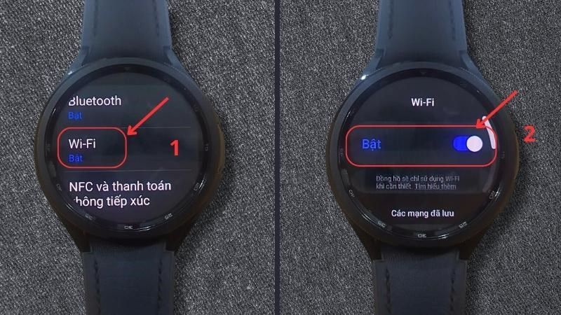 Chọn Wifi > Nhấn vào công tắt để bật Chọn Wifi > Nhấn vào công tắt để bật