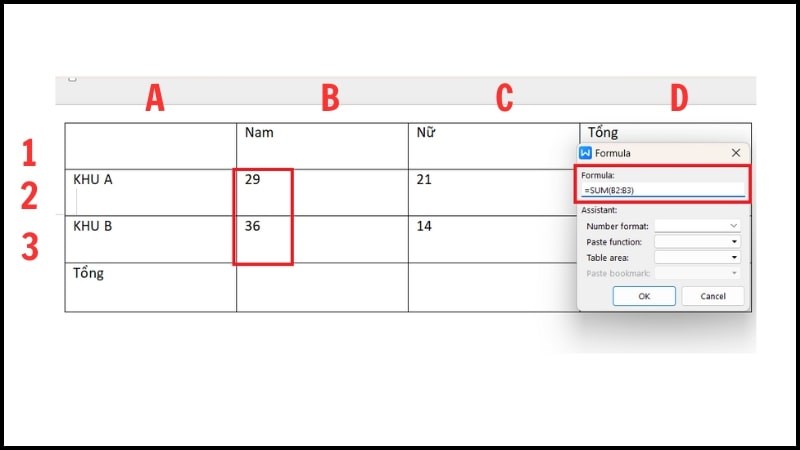 Bước 3 thực hiện công thức SUM Bước 3 thực hiện công thức SUM
