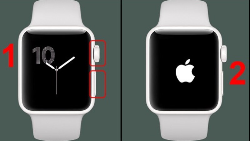 Nhấn và giữ cùng lúc nút Digital Crown và nút bên của Apple Watch