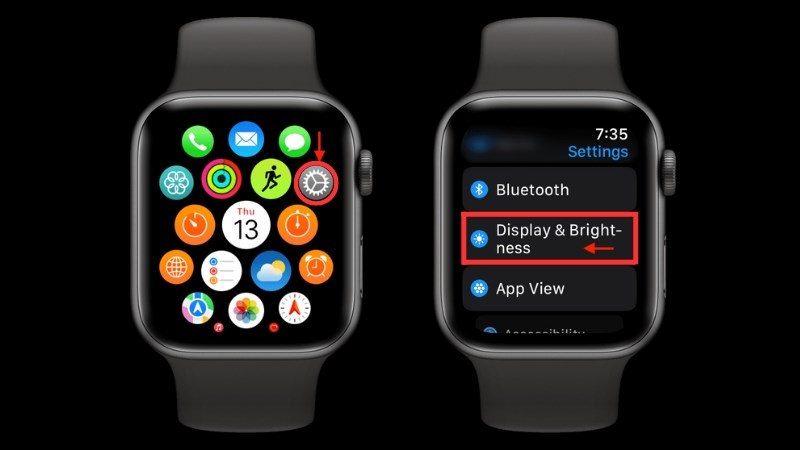 Mở Settings > Chọn tính năng Display & Brightness Mở Settings > Chọn tính năng Display & Brightness
