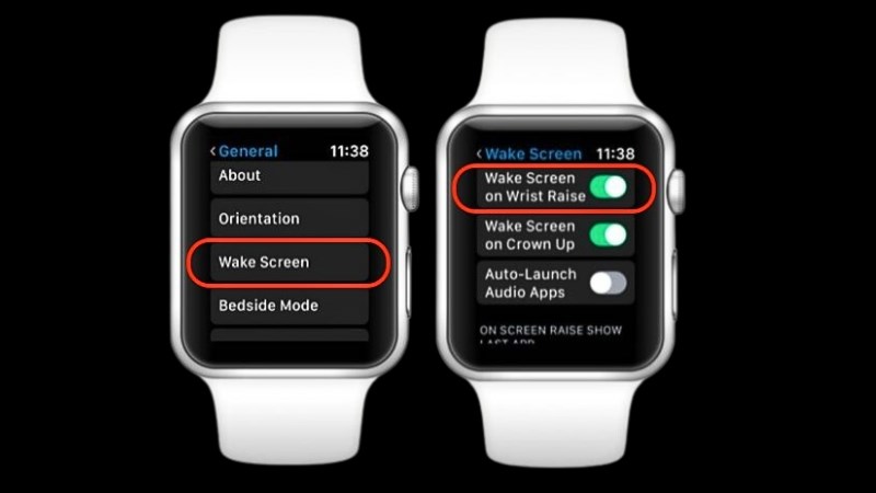 z Chọn Wake Screen > Gạt sang trái để tắt mục Wake on Wrist Raise