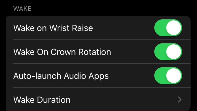 z Gạt để tắt mục Wake on Wrist Raise