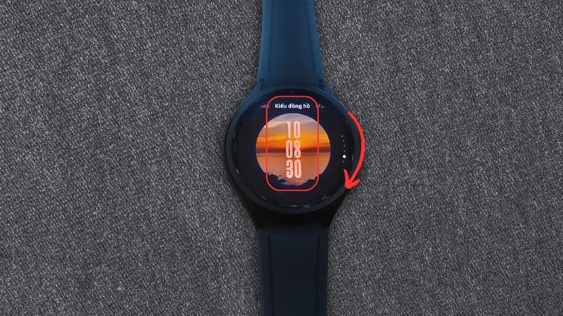 Lướt sang để chọn Kiểu đồng hồ và xoay vòng bezel để chọn kiểu 