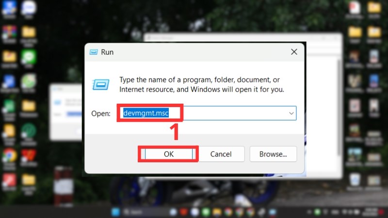 z Khởi chạy lệnh devmgmt.msc trong cửa sổ Run