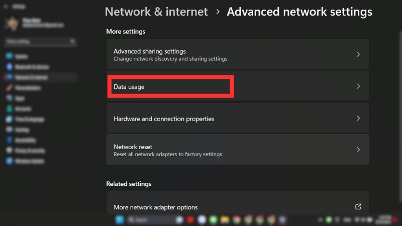 Trong mục More settings > Chọn Data usage Trong mục More settings > Chọn Data usage