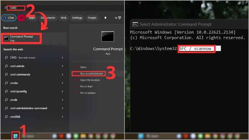 Các bước quét SFC để xử lý tình trạng mất biểu tượng Wifi Các bước quét SFC để xử lý tình trạng mất biểu tượng Wifi