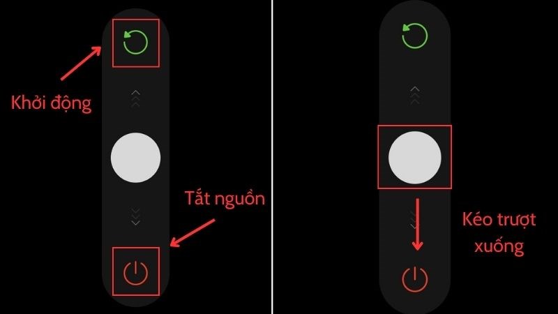 Kéo trượt hình tròn trắng xuống icon tắt nguồn là điện thoại sẽ được tắt