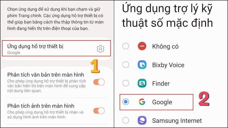 Vào ứng dụng hỗ trợ thiết bị chọn tiếp Google