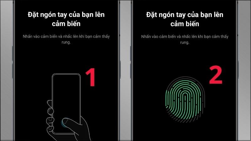 Thực hiện lấy dấu vân tay theo hướng dẫn của thiết bị