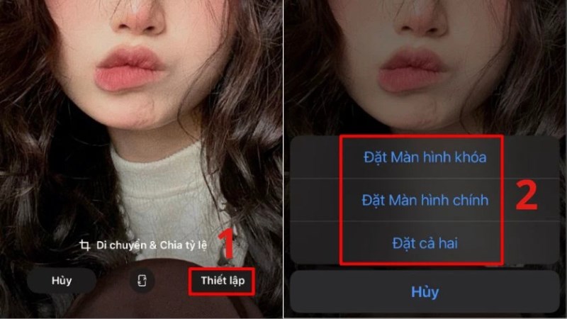 Chọn Thiết lập để đặt hình nền ở vị trí bạn mong muốn