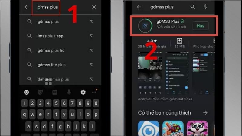 Vào CH Play, tìm gdmss plus và tải xuống