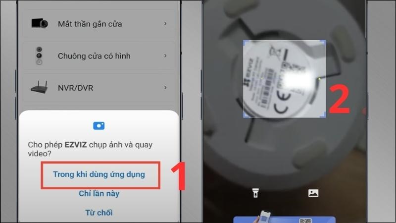 Chọn Trong khi dùng ứng dụng > Quét mã QR