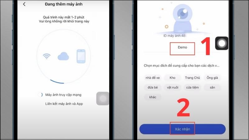 Chờ trong vài phút > Nhập tên camera > Chọn Xác nhận