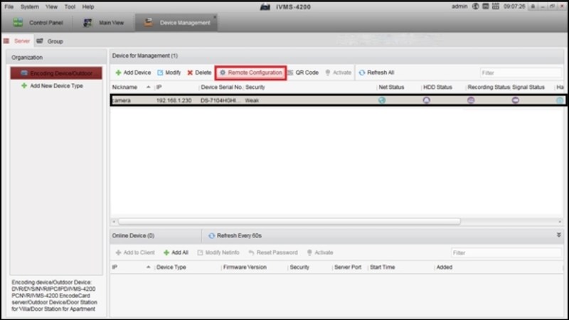 z Tìm tới mục Device Management, chọn vào tab Serve