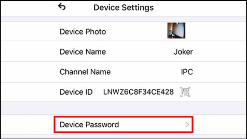 z Tiếp tục chọn Device Password