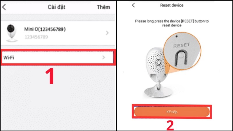 z Chọn vào phần Cài đặt > Chọn Wifi > Chọn Kế tiếp