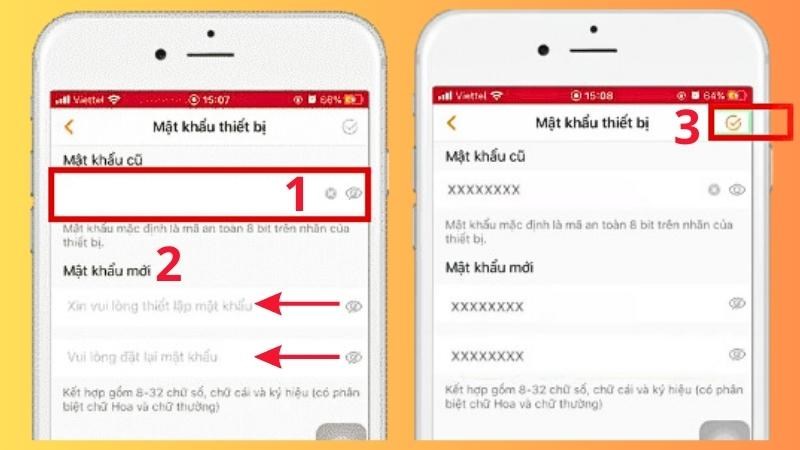 Lần lượt nhập mật khẩu cũ và mật khẩu mới vào và Lưu thay đổi Lần lượt nhập mật khẩu cũ và mật khẩu mới vào và Lưu thay đổi
