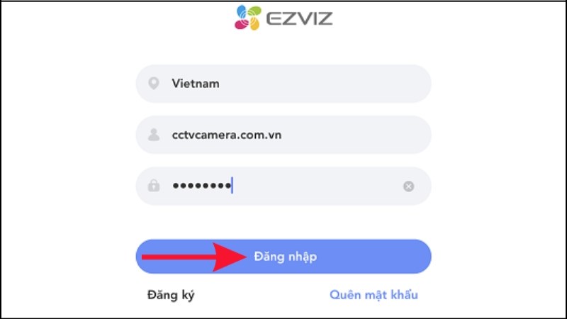 Truy cập vào app Ezviz > Nhấn chọn vào camera mà bạn cần đổi mật khẩu Truy cập vào app Ezviz > Đăng nhập vào tài khoản Ezviz mà bạn cần đổi mật khẩu