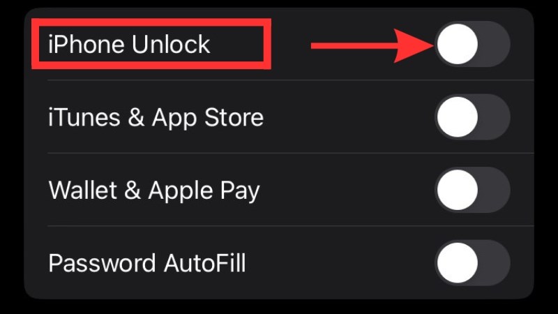 z Tại phần iPhone Unlock (Mở khóa iPhone), gạt công tắc sang trái để tắt tính năng này