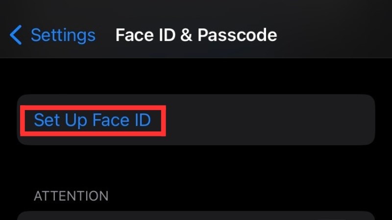 z Chọn Set up Face ID (Cài Face ID)