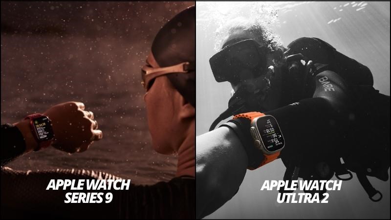 Apple Watch Series 9 có khả năng chống nước ở độ sâu 50m, với Ultra 2 là 100m