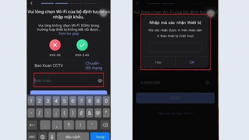 Nhập mật khẩu wifi bạn đang sử dụng
