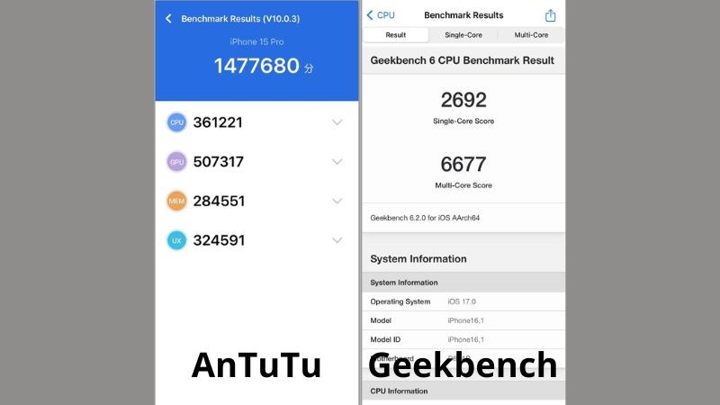 Điểm đánh giá hiệu năng AnTuTu và Geekbench của iPhone 15 Pro