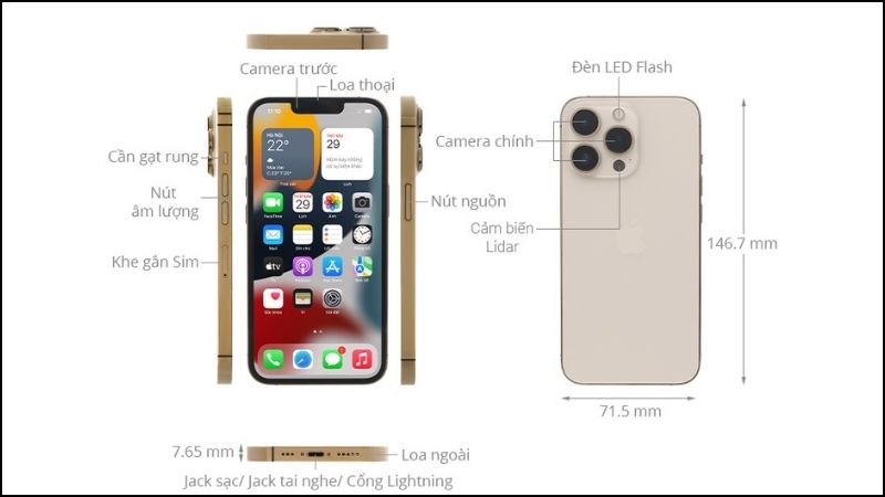 Thiết kế của điện thoại iPhone 13 Pro 