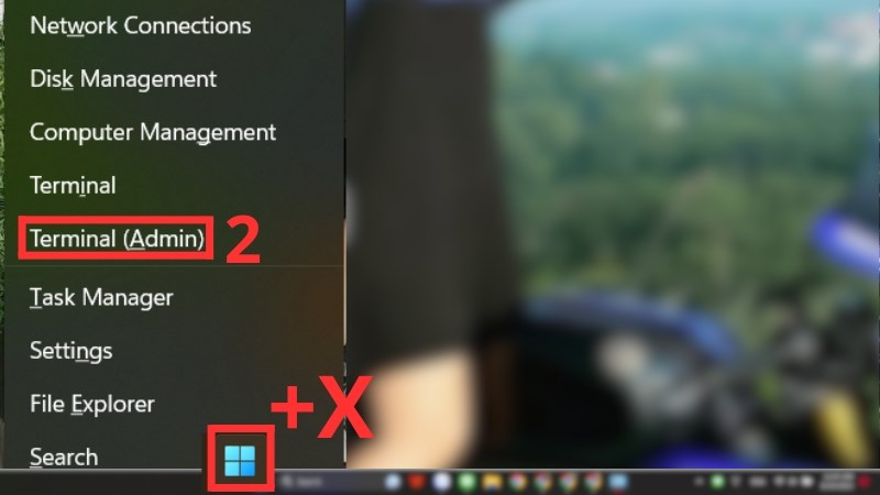 Sử dụng tổ hợp phím Windows + X để mở menu Start và chọn Windows Terminal (admin) Mở menu Start và chọn Windows Terminal (admin)