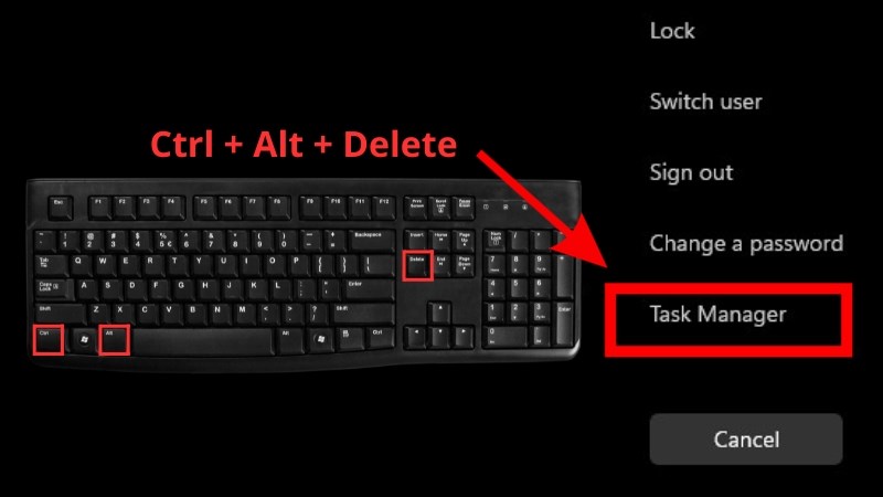 Nhấn tổ hợp phím Ctrl + Alt + Delete để mở Task Manager Mở Task Manager