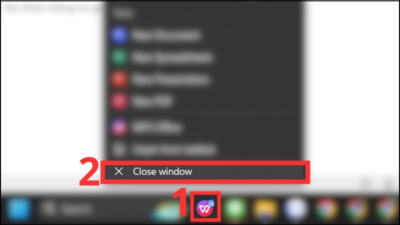 Nhấp chuột phải vào biểu tượng ứng dụng và chọn Close window(Đóng cửa sổ) Chọn Close window(Đóng cửa sổ)