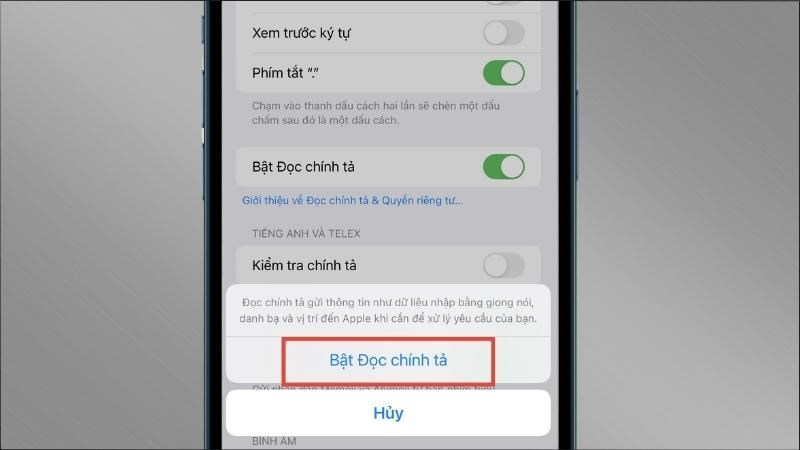 Chọn tiếp vào Bật đọc chính tả Chọn tiếp vào Bật đọc chính tả