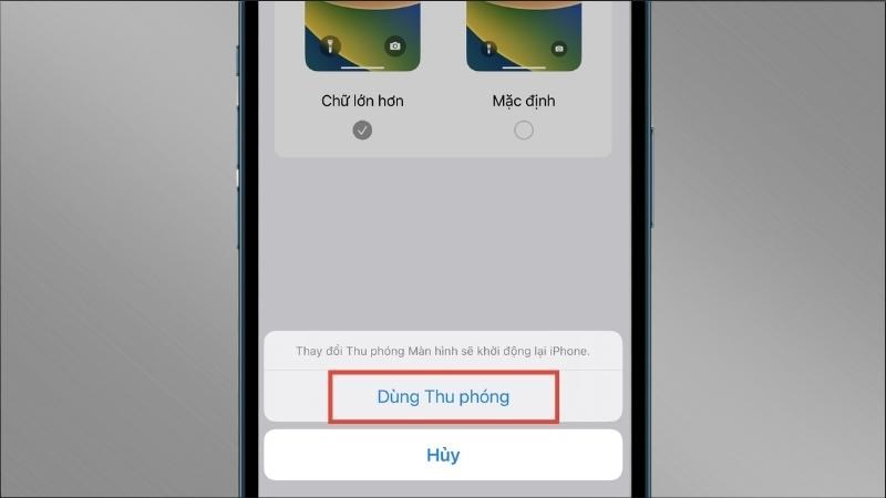Chọn mục Dùng thu phóng Chọn mục Dùng thu phóng