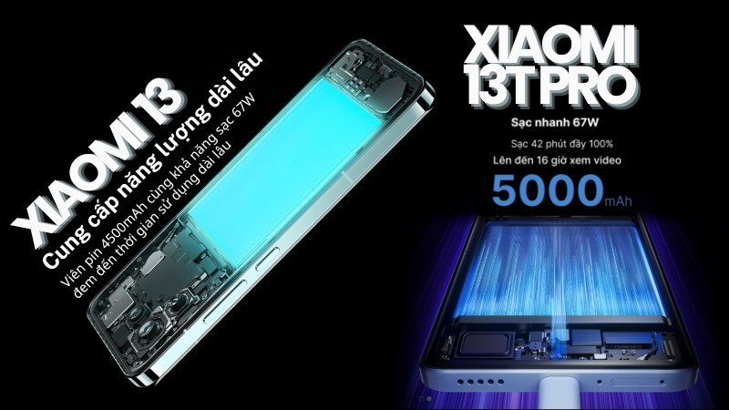 z Xiaomi 13T Pro được trang bị một viên pin lớn hơn với dung lượng 5000mAh