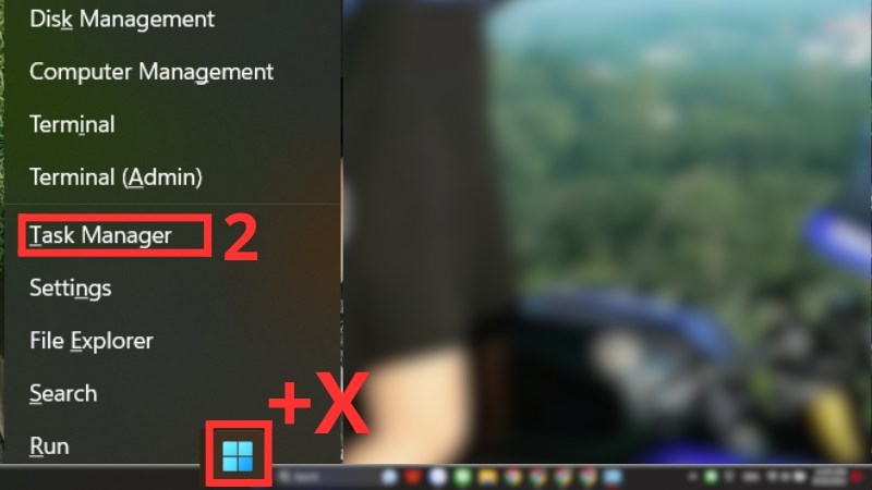 Bấm chọn tổ hợp phím Windows + X rồi chọn Task Manager
