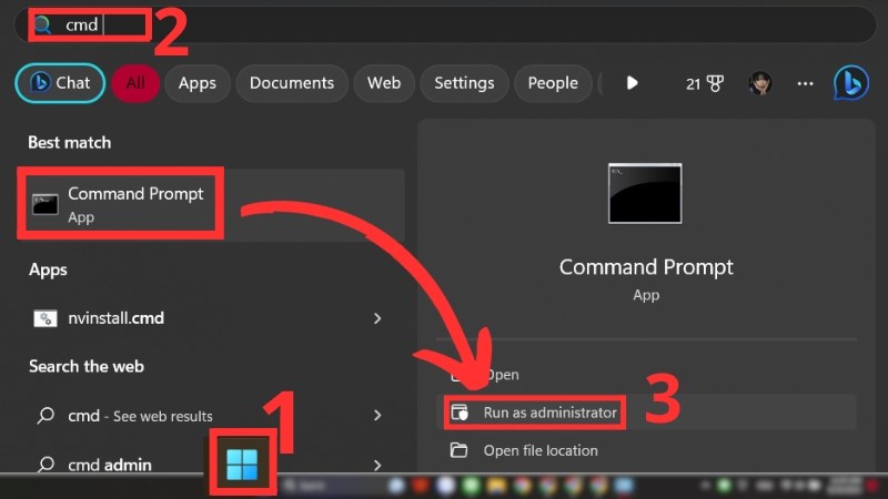 Chạy CMD với quyền quản trị viên