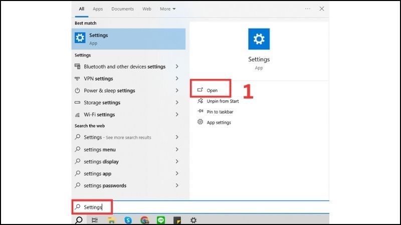 Mở ứng dụng Settings Mở ứng dụng Settings