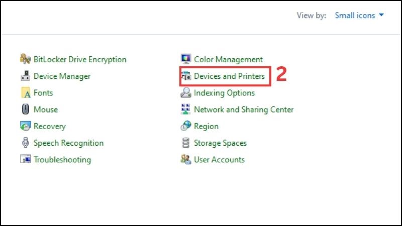 Nhấn chọn Devices and Printers Nhấn chọn Devices and Printers