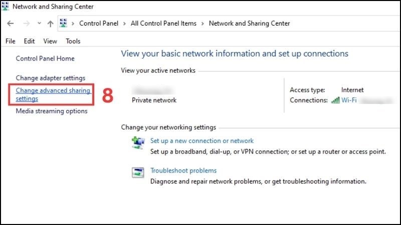 aaaaaaaaaa Nhấn vào Change advanced sharing settings