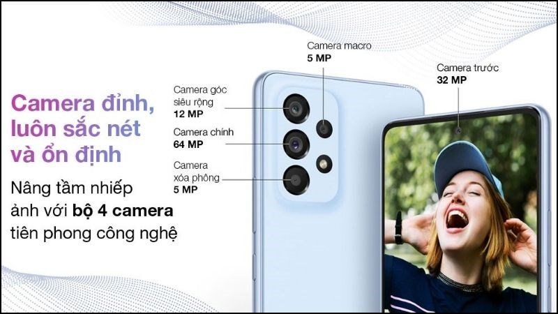 Samsung A53 được trang bị cụm camera với hiệu ứng nổi 3D